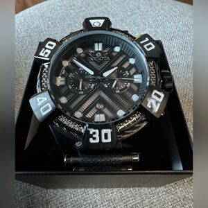 Invicta Bolt Men's Watch w/ 3D Dial 52mm Black Steel Carbon NEW!